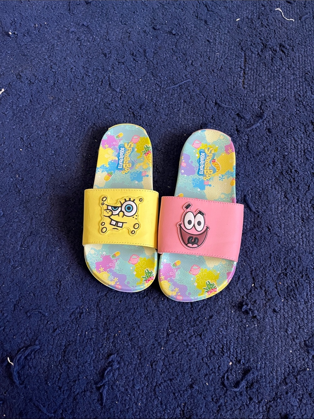 SpongeBob Kids' Yellow & Pink Character Slide Sandals
